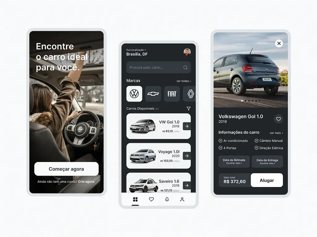 App MobileCar - Telas do aplicativo